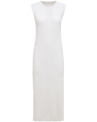 CASASOLA Filippa Knit Silk & Cotton Midi Dress - White