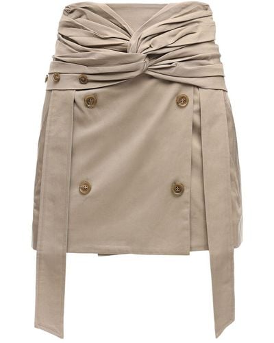 ROKH Cotton Gabardine Mini Skirt - Natural