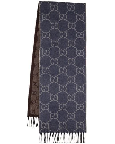 Gucci GG Jacquard Knit Scarf With Tassels - Blue