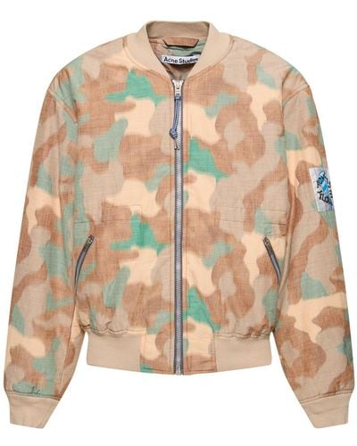 Acne Studios Oleary Camouflage Cotton Bomber Jacket - Pink