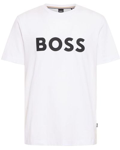 BOSS T-shirt Aus Baumwolle Mit Logo "tiburt 354" - Weiß