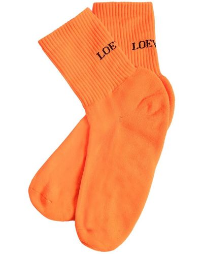 Loewe Logo Print Nylon Socks - Orange
