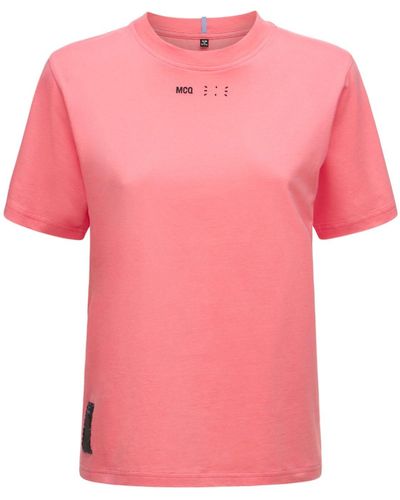 McQ Camiseta De Jersey De Algodón Con Logo - Rosa