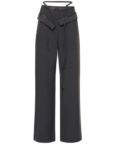 OTTOLINGER Double Fold Wool Blend Suit Trousers - Blue