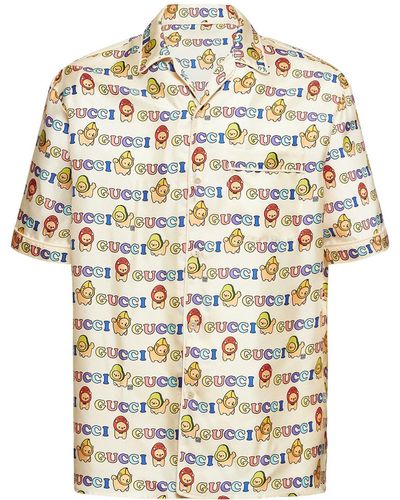 Gucci Kawaii Printed Silk Bowling Shirt - Multicolour