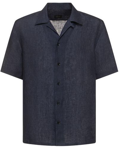 Brioni Short Sleeve Linen Shirt - Blue