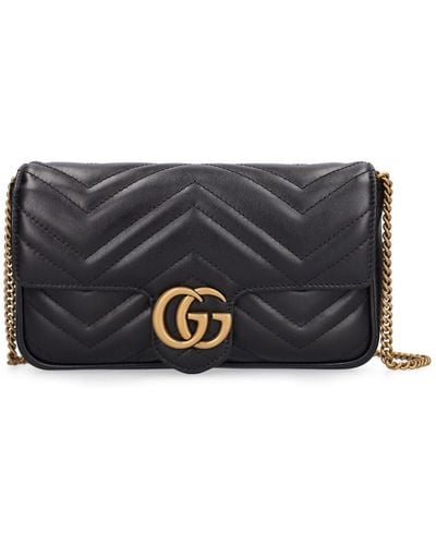 Gucci Mini gg Marmont 2.0 Leather Shoulder Bag - Gray