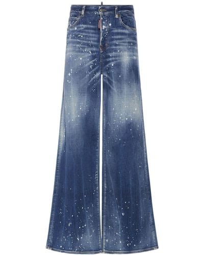 DSquared² Traveler Painted Wide Jeans - Blue