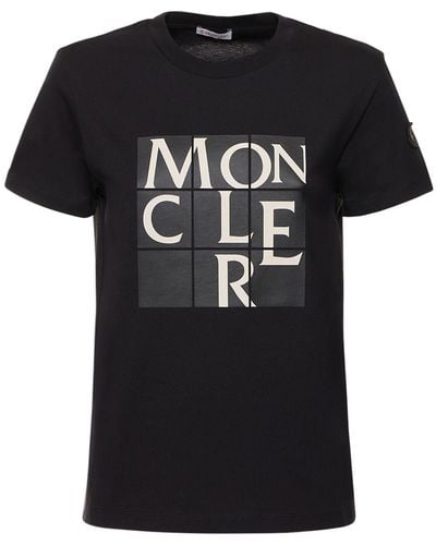 Moncler T-shirt in jersey di cotone con logo - Nero