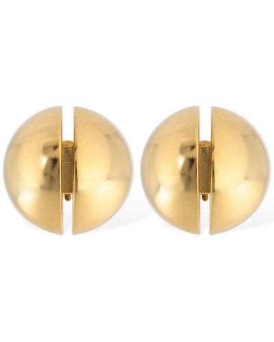 Saint Laurent Double Half Ball Brass Clip-On Earrings - Natural