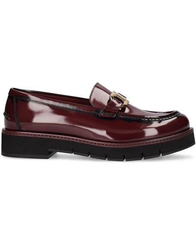 Ferragamo Marian Lug Brushed Leather Loafers - Brown
