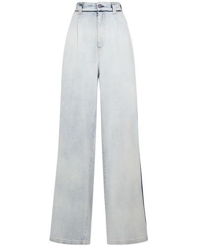 Maison Margiela Japanese Denim Mid Waist Wide Jeans - White