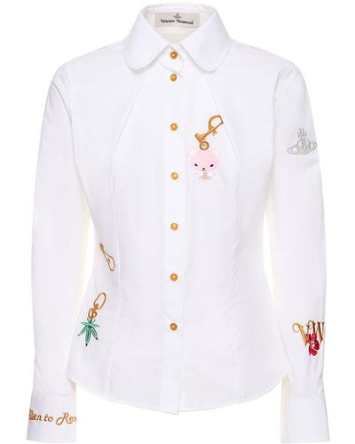 Vivienne Westwood Camicia toulouse in popeline di cotone con ricami - Bianco