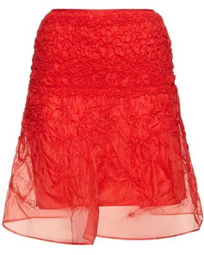 Cecilie Bahnsen Minifalda de organza de seda - Rojo