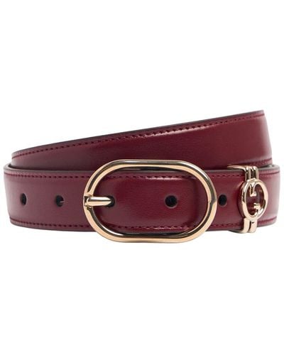 Gucci 25mm Round Buckle Leather Belt - Lila