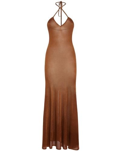 Tom Ford Viscose Jersey Knit Flared Long Dress - Brown