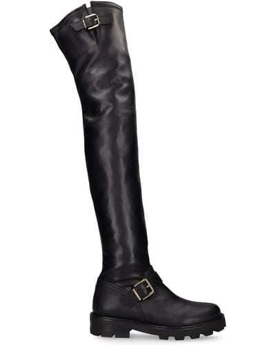 Jimmy Choo 20Mm Over-The-Knee Faux Leather Boots - Black