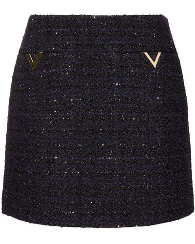 Valentino Tweed Lurex Mini Skirt - Black