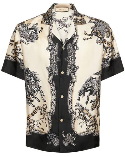 Gucci Roi Soleil シルクボウリングシャツ - ブラック
