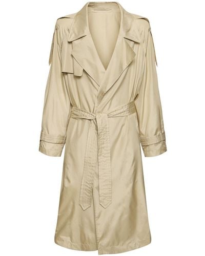 Burberry Oversize Silk Trench Coat - Natural