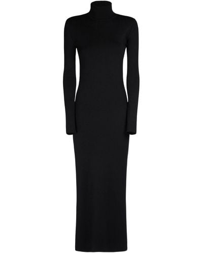 Saint Laurent Wool Knit Long Dress - Black