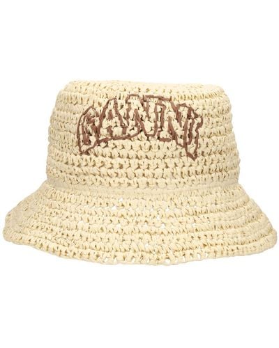 Ganni Summer Woven Bucket Hat - Natural