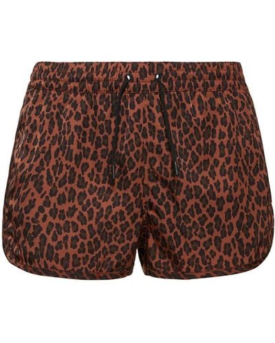 CDLP Shorts mare in nylon leopard - Marrone