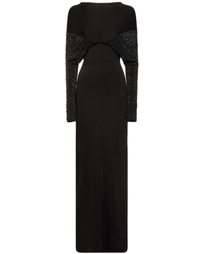 16Arlington Impala Embellished Jersey Long Dress - Black