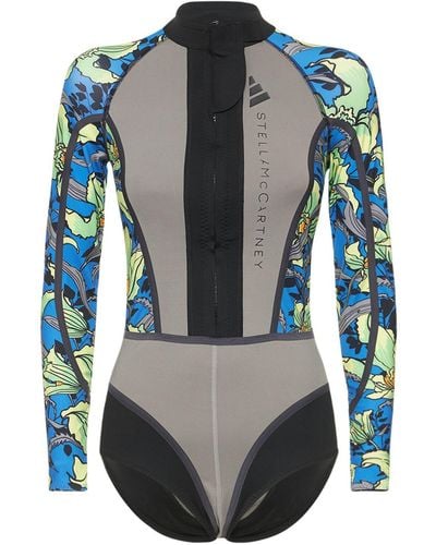 adidas By Stella McCartney Asmc Truenature Long Sleeve Swimsuit - Blue