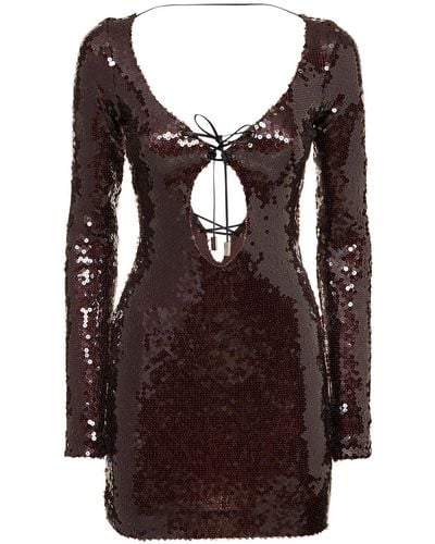 16Arlington Solarium Sequined Lace-up Dress - Brown