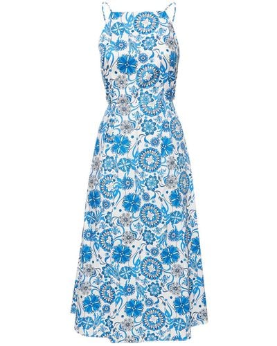 Borgo De Nor Goretti Printed Cotton Midi Dress - Blue