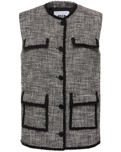 MSGM Gilet en coton avec poches - Gris