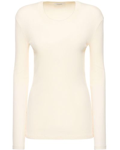 Lemaire Rib Cotton Long Sleeve T-Shirt - Natural
