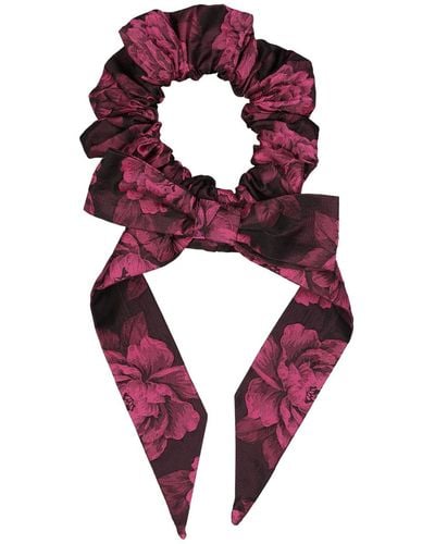 Ganni Jacquard Bow Scrunchie - Purple