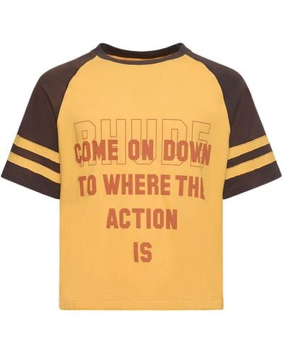 Rhude Raglan-t-shirt " Action" - Gelb