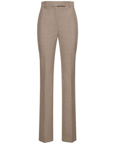 Ferragamo Wool Double Natté Straight Pants - Gray