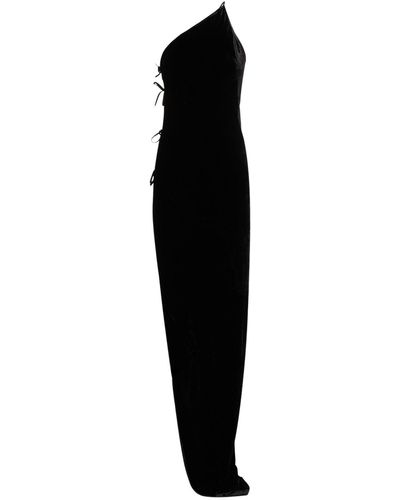 Rick Owens Taco Lace-Up Velvet Long Dress W/Cutout - Black