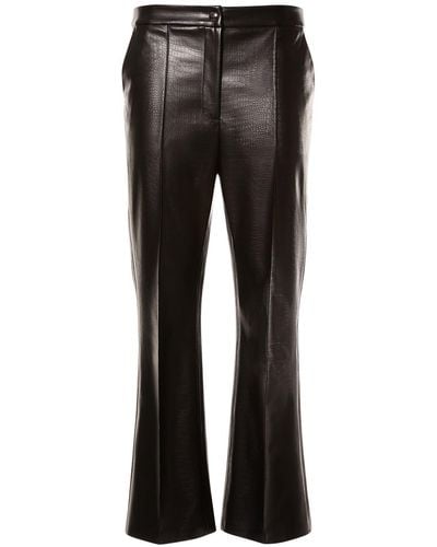 Max Mara Queva Croc Faux Leather Straight Pants - Black