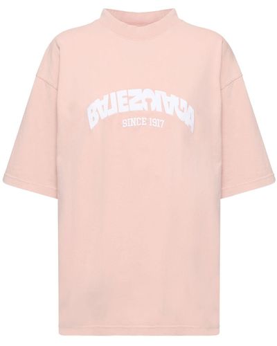 Balenciaga T-shirt Aus Baumwolljersey Mit Logo - Pink