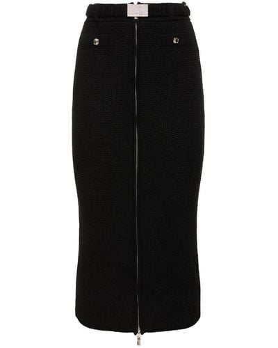 Alessandra Rich Sequined Cotton Blend Knit Midi Skirt - Black