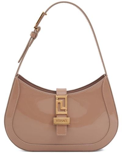 Versace Small Leather Hobo Bag - Brown