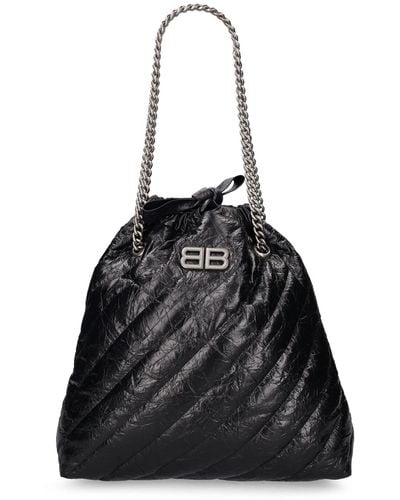 Balenciaga Medium Crush Quilted Leather Tote Bag - Black