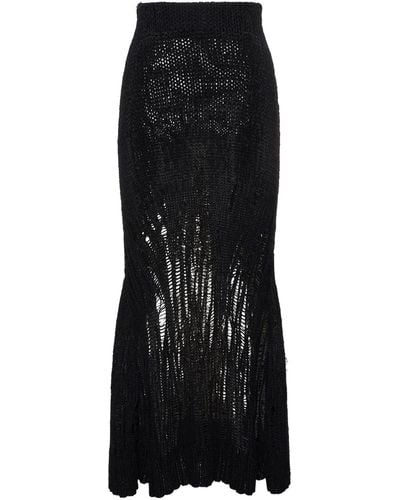 Chloé Wool Blend Knit Midi Skirt - Black