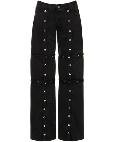 The Attico Denim Cutout Jeans W/ Snap Buttons - Black
