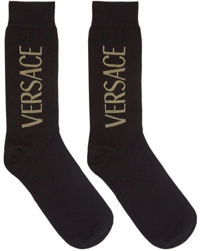 Versace Calcetines de algodón con logo - Negro