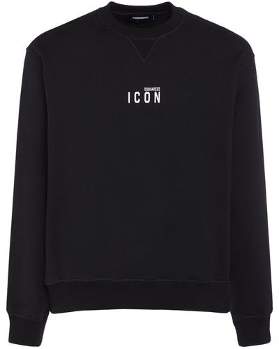 DSquared² Printed Logo Cotton Crewneck Sweatshirt - Black