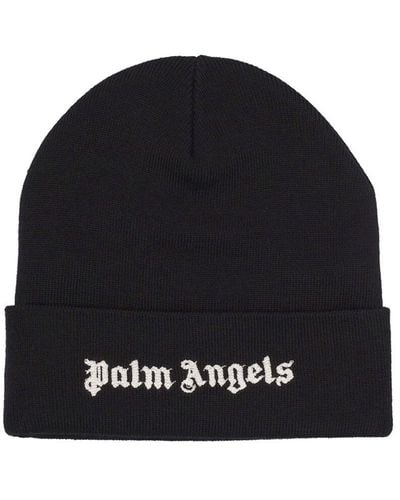 Palm Angels Brodé de bonnet de logo - Noir