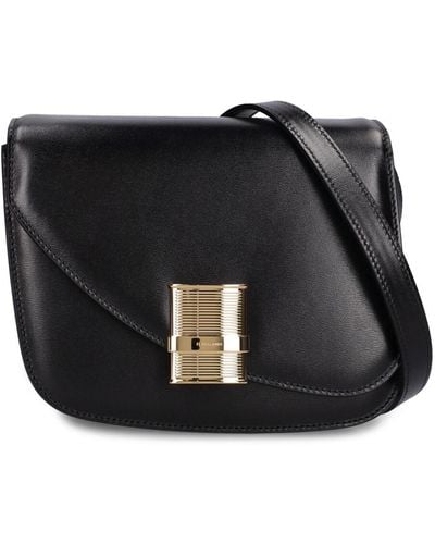 Ferragamo Small Fiamma Leather Shoulder Bag - Black
