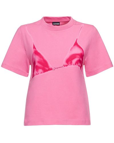 Jacquemus T-shirt Aus Baumwolljersey "le T-shirt Bikini" - Pink