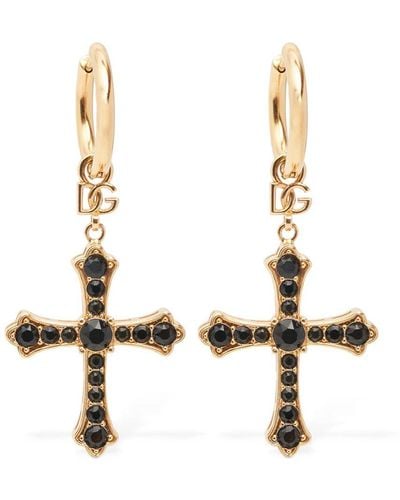 Dolce & Gabbana Dg Dna Crystal Cross Earrings - White